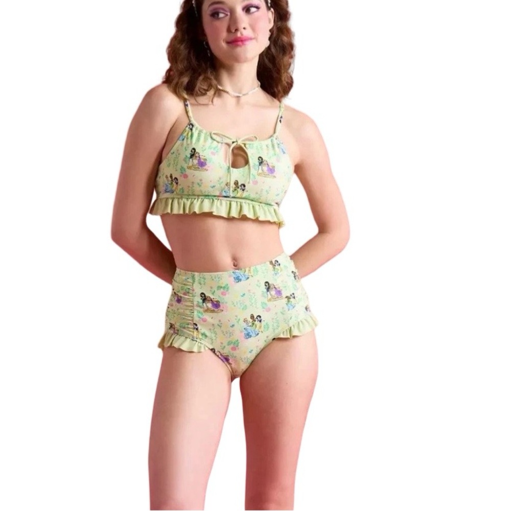 Hot Topic Pastel Yellow Mermaid Print Two-Piece Swim Set